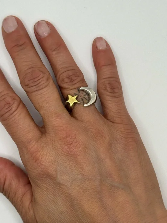 Vintage Moon and Star Mexico 925 Silver Ring - Picture 7 of 14